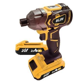 Atornillador De Impacto A Bateria 20v 2ah - Incluye 2 Baterias - 190nm Par Maximo - 2 Velocidades 0-1000/0-2800rpm - Color Amarillo Blim