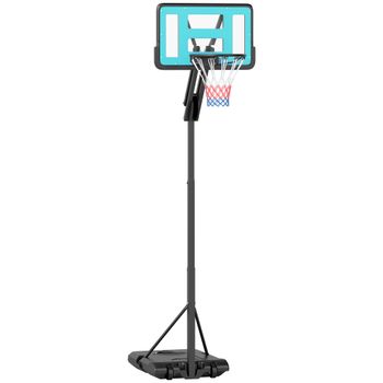 SPORTNOW Canasta de Baloncesto Ajustable de 180-270 cm con Ruedas y Base Rellenable con Agua o Arena Tablero Irrompible Negro