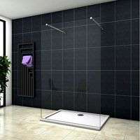 aica walkin mampara panel de ducha 1 hoja vidrio antical 8mm 47x200cm con dos barras ajustables 73-120cm