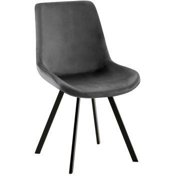 Silla De Comedor Lewes De Terciopelo Gris Oscuro 59x53x89 Cm Clp