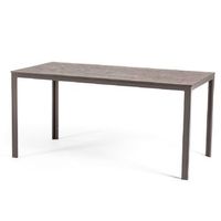 mesa fija de jardin 156x78 cm en acero y lamas efecto madera de polietileno - thomas tortola