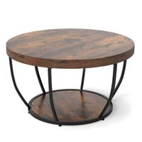 costway mesa de cafe redonda de 2 niveles con almacenaje mesa de te de 80 cm con estructura de metal mesa lateral para sala de estar