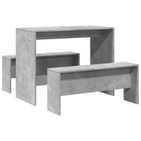 mesa y bancos de comedor 3 pzas madera ingenieria gris hormigon vidaxl