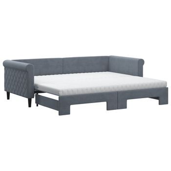 Sofá Cama Nido Con Colchón Terciopelo Gris Oscuro 90x200 Cm Vidaxl