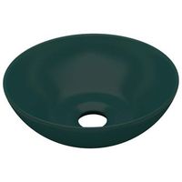 lavabo de cuarto de bano redondo ceramica verde oscuro vidaxl