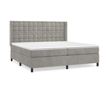 Cama box spring con colchón terciopelo gris claro 200x200 cm botones