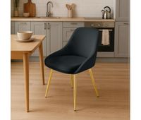 juego de 2 sillas de comedor elmira terciopelo negro 53x50x86 cm