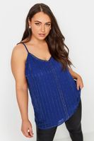 yours top azul cobalto de tirantes con lentejuelas mujer curvy y tallas grandes yours