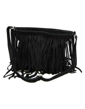Bolso Bandolera Con Flecos Chenson Cg-58028 En Negro Uni