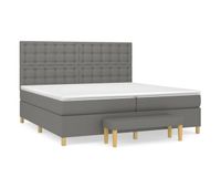 cama box spring con colchon tela gris oscuro 200x200 cm botones