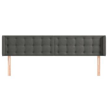 Cabecero Cama Mueble De Dormitorio De Terciopelo Oscuro 183 X 16 X 78/88 Cm Gris M02_0008240