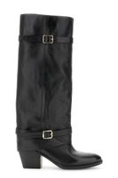 botas de piel con puno y hebillas black