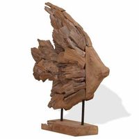 escultura de pez de teca 40x12x57 cm vidaxl