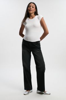 Vaqueros Premamá Boyfriend Sobre La Barriga, Negro