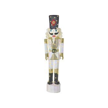 Decoración De Exterior Led De Navidad Cascanueces 152 Cm Adorno Navideño Para Jardín Iluminado Dorado Y Blanco Storovan
