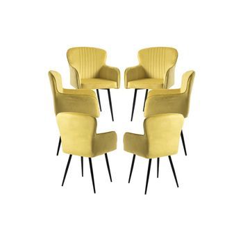 Pack 6 Sillas Dalye Terciopelo De Terciopelo 97*55*45 Cm - Amarillo