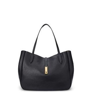 Polo Ralph Lauren para mujer. 428935220002 Bolso tote Polo ID grande de piel negro (OSFA), Casual