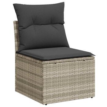 Silla Jardín | Silla De Exterior | Sillón Sin Reposabrazos Con Cojines Ratán Pe Gris Claro