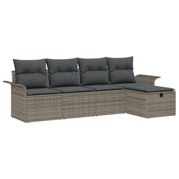Juego De Sofá De 5 Uds Con Cojines Gris Rattan De Polietileno Cfw758166