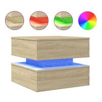 mesa de centro con luces led roble sonoma 50x50x40 cm vidaxl