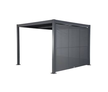 Pérgola bioclimática de aluminio y acero 3x3m + toldo 3m  antracita - 292x292x232 cm