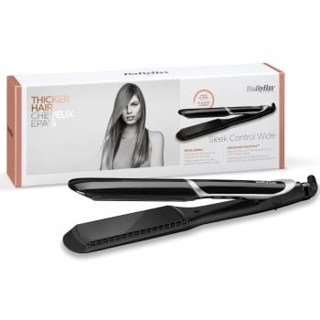 Plancha de Pelo Babyliss ST397E, Placas Cerámica con Turmalina, 235 °C, 6 Niveles de Calor - Negro