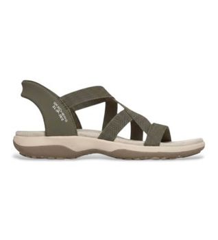 Skechers para mujer. 163460 Sandalias Reggae Slim - Stretch Flex verde oliva (40), Plano, Ninguno, Casual, Beachwear