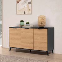 aparador 3 puertas color negroroble 136 cm ancho