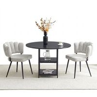 conjunto de mesa y 2 sillas juego de comedor redondo 107 cm con estantes de almacenamiento sillas de comedor gris claro madera mdf y metal negro
