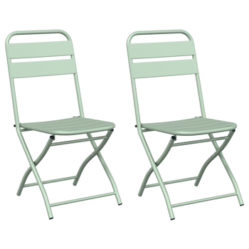 Sillas De Jardín Plegables 2 Uds Verde Claro 42x52x82 Cm Acero Recubierto En Polvo Cfw284497