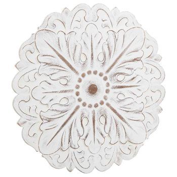 Panel Decorativo De Madera Tallada Blanco