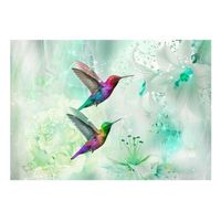papel pintado 3d - colourful hummingbirds green 350x245 cm