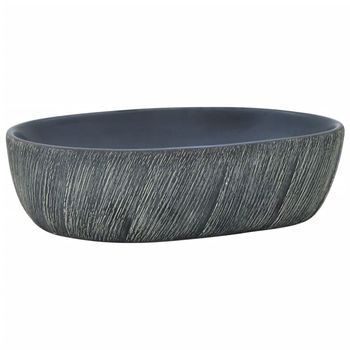 Lavabo Sobre Encimera Ovalado Cerámica Negro Y Gris 47x33x13 Cm Vidaxl