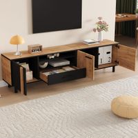 mueble tv con 3 puertas y cajon aglomerado 180cm negromadera