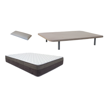 Pack Base Tapizada (patas Incluidas)+colchon Acuario Visco+ Almohada De Regalo 150x190