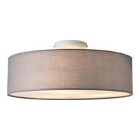 lampara de techo omaha - lampara de plafon redonda - 3xe27 - altura 17cm - diametro 45 cm - luz interior - luz para cocina - dormitorio - salon - bano - organza - gris luxpro