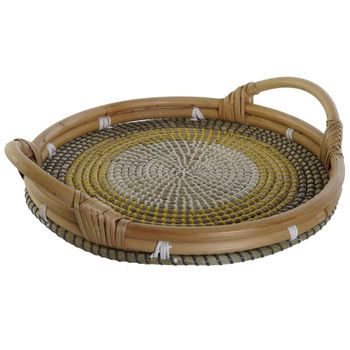 Bandeja decoración ratán seagrass 45x45x10 natural