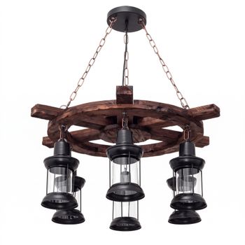 Colgante rustico finca 6xe27 timonel negro regx75x75 cm