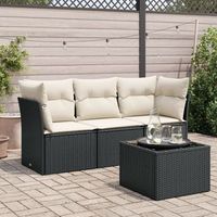 conjunto de sofas jardin 4 uds  mueble jardin mesa y sillas con cojines ratan sintetico negro cfw316435