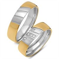 alianzas 18 quilates oro amarillo-blanco 5 diamantes