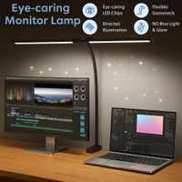 lampara de escritorio led de doble cabezal con clip regulable para monitor lampara de mesa para computadora lampara de arquitecto para oficina luces de lectura