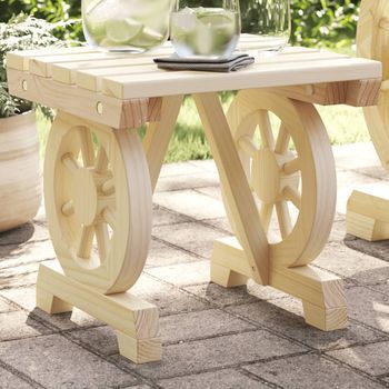 Reposapiés De Jardín | Otomana De Jardín | Taburete De Jardín Madera Maciza De Abeto 40x36,5x38,5 Cm Cfw87076