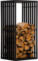soporte para troncos de madera en metal negro mate