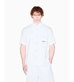 A|X Armani Exchange para hombre. XM002266AF22638FB380 Camisa de algodón blanco (L), Casual, Manga corta