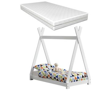 Cama para niños onejda con colchón pino 70 x 140 cm blanco [en.casa] [neu.haus]
