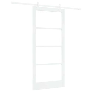 Puerta Corredera 93 X 202 Cm Madera De Pino Maciza Y Vidrio Vidaxl