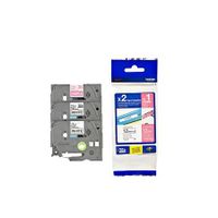 brother tze-mqp35 original p-touch label tape 12mm x 5m white on berry