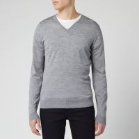 john smedley mens blenheim v-neck jumper - silver - l