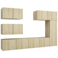 set de 6 uds muebles salon tv  mueble de salon  armario tv madera ingenieria roble sonoma