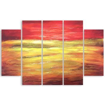 Legendarte - Cuadro Lienzo, Impresión Digital - Puesta Del Sol - Decoración Pared Cm. 150x100 Tipo A2 (5 Paneles)
